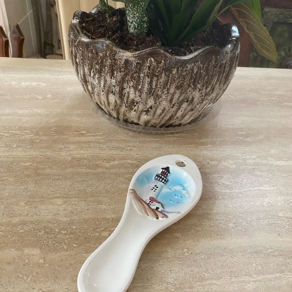 Nautical Ceramic Spoon Rest with Lighthouse Design beach house - Picture 6 of 6